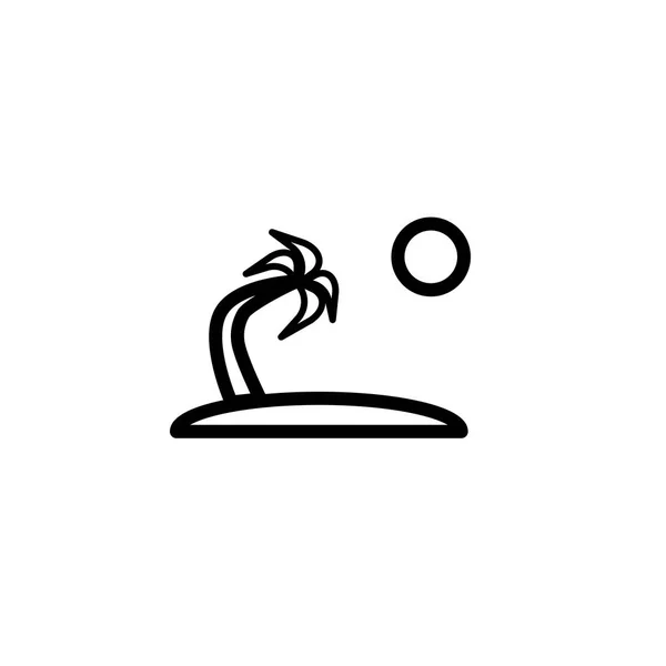 Icône de palmier avec contour de la ligne du soleil isolé sur ba blanc — Image vectorielle