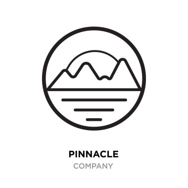 Pinnacle logosu, doğrusal dağlar vektör roundy beyaz izole 