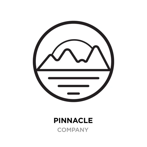 Pinnacle logo, linear mountains vector isolated on roundy white — Stock Vector