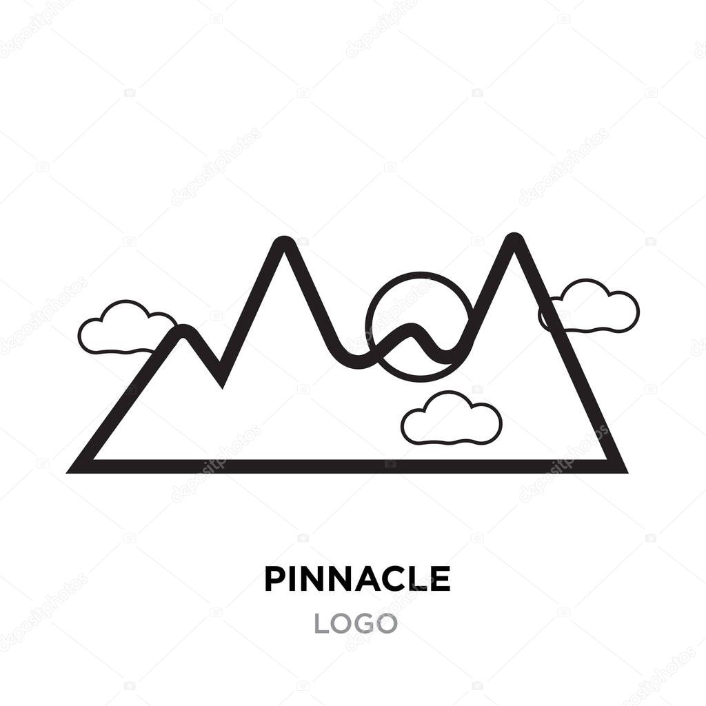 Pinnacle logo for company, mountain outline vector isolated on white background