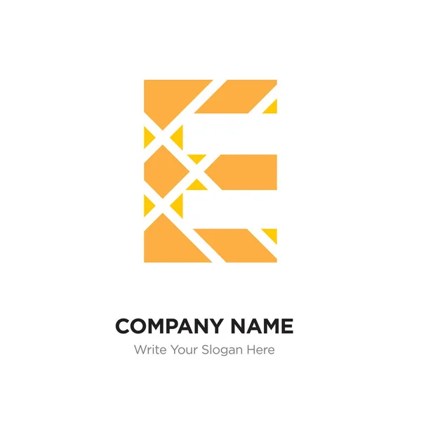 E Letter Logo with yellow connected line elements. Abstract geom — Stock Vector