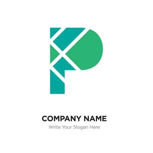 Логотип P-літери з зеленими елементами з'єднаних ліній. Абстрактний геомем — стоковий вектор