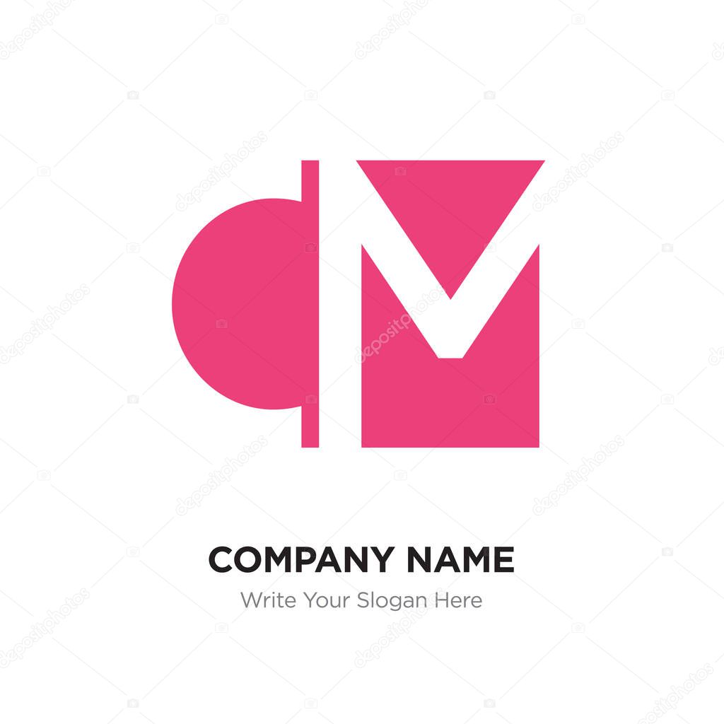 Abstract letter CM MC logo design template, Pink Alphabet initia