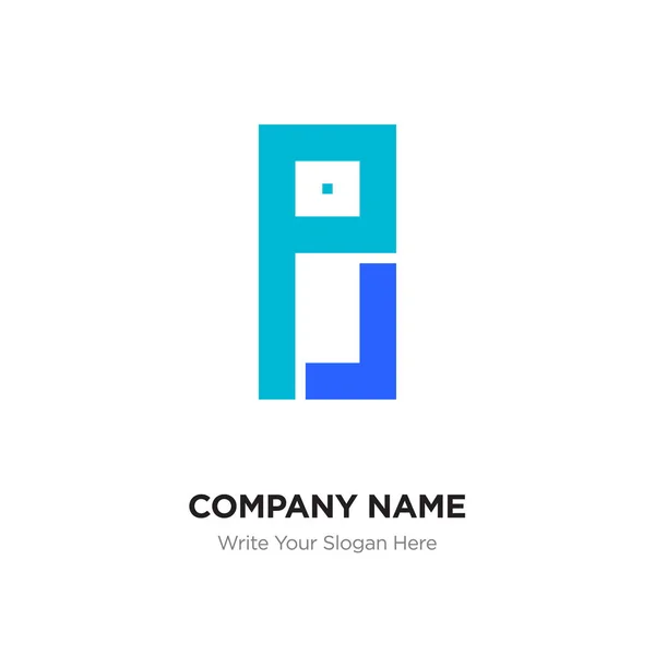 Abstract letter PJ or JP logo design template, Black Alphabet in — Stock Vector