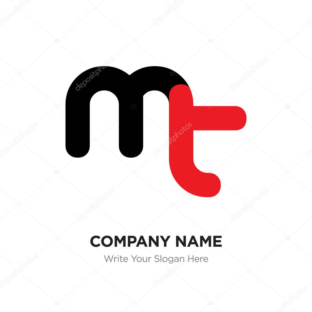 Abstract letter mt or tm logo design template, Black Alphabet in