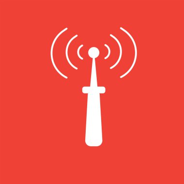 web, mobil için kırmızı zemin üzerine izole beyaz telco simgesi