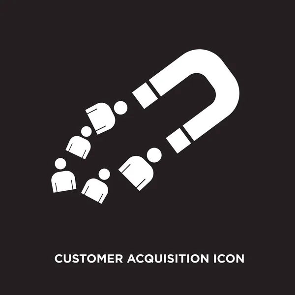 Icono de adquisición del cliente, signo de vector plano aislado en ba negro — Vector de stock