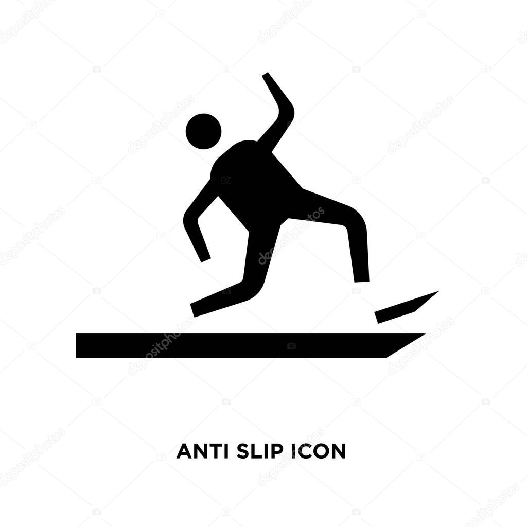 anti slip icon, flat vector sign isolated on white background. S
