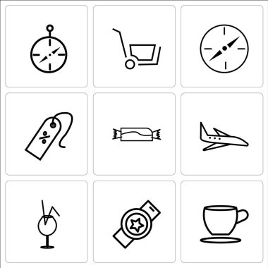 9 set çay ya da kahve fincanı, seyretmek gibi basit düzenlenebilir simgeleri,