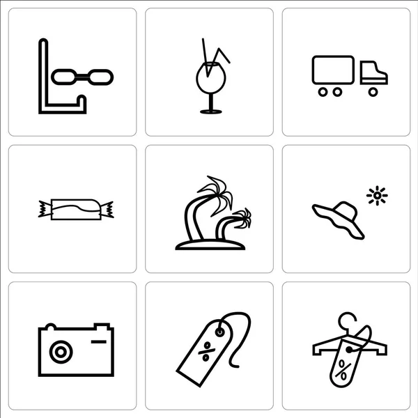 Conjunto de 9 iconos editables simples, tales como etiqueta de descuento en las compras , — Vector de stock