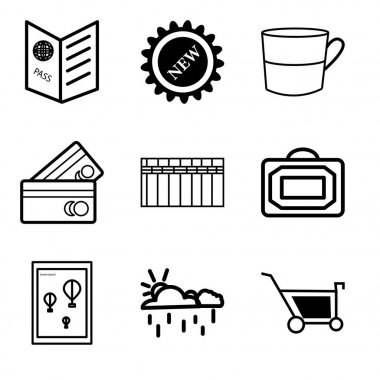 9 set alışveriş, Kupası, duvar poste gibi basit düzenlenebilir simgeleri