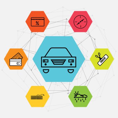 Ayarla-in 7 siyah alışveriş kartı, Keyb gibi basit düzenlenebilir simgeleri