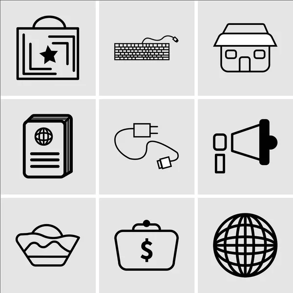 Set Of 9 simple editable icons such as Earth, Money in bag, Buck — Stock Vector