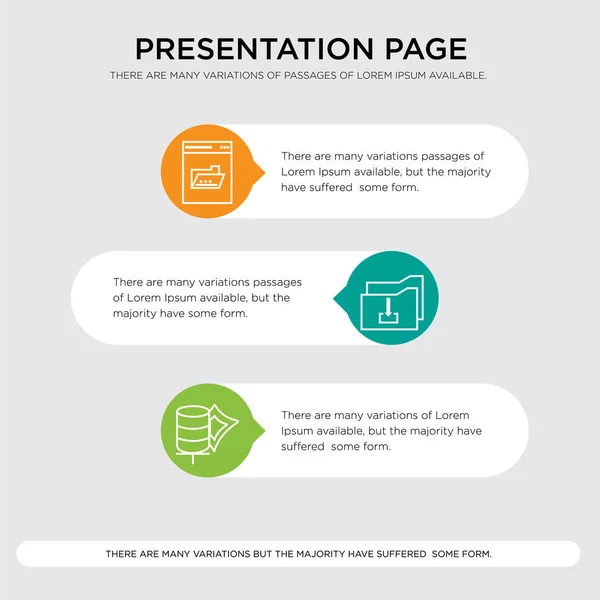 Almacenamiento de datos, copia de la carpeta, copia de seguridad del sistema, plantilla de diseño de presentación de acceso remoto en colores naranja, verde, amarillo con formas horizontales y redondeadas — Vector de stock
