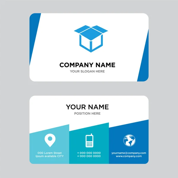 Delivery package opened business card design template — Stock Vector