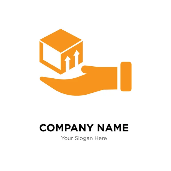 Delivery box on a hand company logo design template — Stock Vector