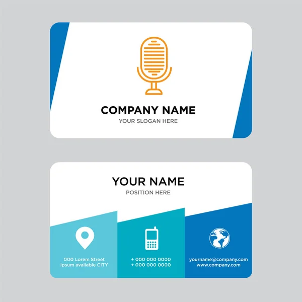 Microphone business card design template — Stock Vector