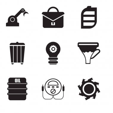 9 set basit düzenlenebilir simgeler gibi gördüm blade, enerji onay, petrol, huni, ayarı lamba, çöp kutusu, pil, Portföy, jenny