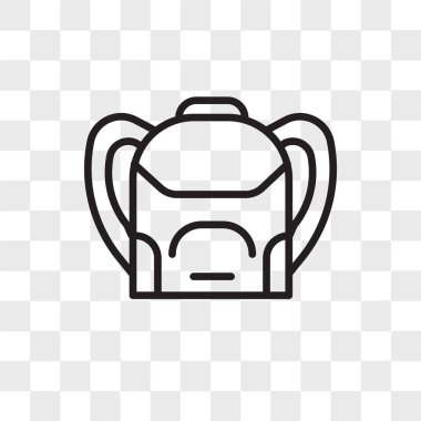 Saydam arka plan üzerinde Backpac izole sırt çantası vektör simgesi