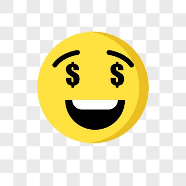 Açgözlülük emoji vektör simgesi şeffaf arkaplanda izole edildi, Gree