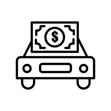 Beyaz arkaplanda izole edilmiş araba simgesi vektör işareti ve sembolü