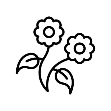 İzole beyaz arka plan, çiçek işareti, l simge vektör çiçek