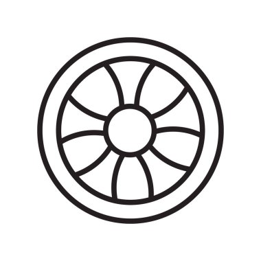 Web ve mobil uygulama tasarımınız için beyaz arkaplanda izole edilmiş tekerlek simgesi vektörü