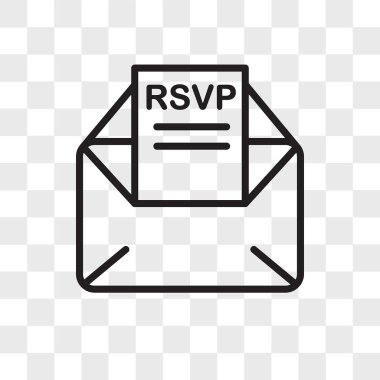 RSVP vektör simgesi şeffaf arkaplanda izole edildi, RSVP logosu d