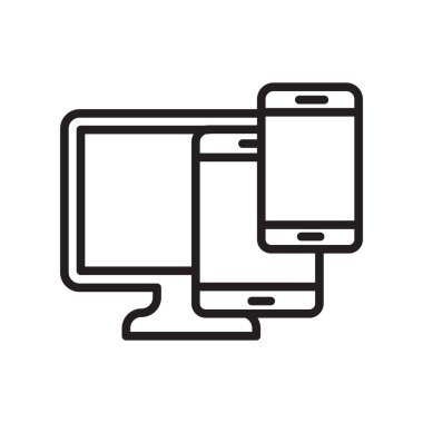 Duyarlı simge vektör işareti ve üzerinde beyaz backgro izole sembolü