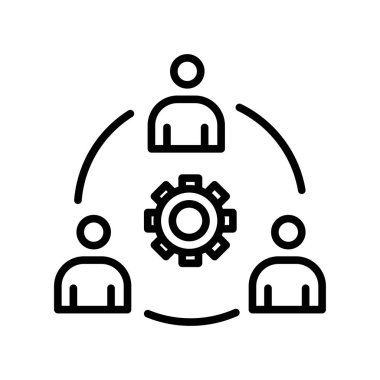 Ekip çalışması simge vektör işareti ve üzerinde beyaz adam izole sembolü