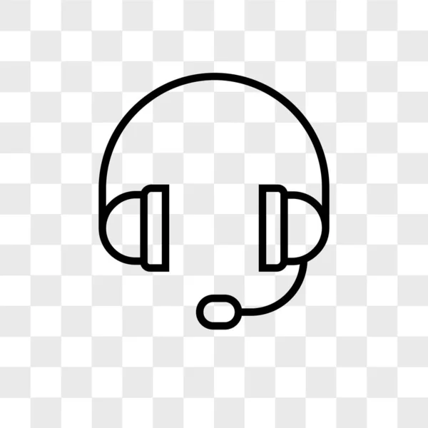 Headphone vector icon isolated on transparent background, headph — Stock Vector