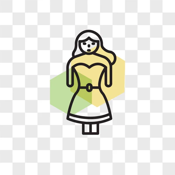Chica icono de vector aislado sobre fondo transparente, logotipo de la muchacha d — Vector de stock