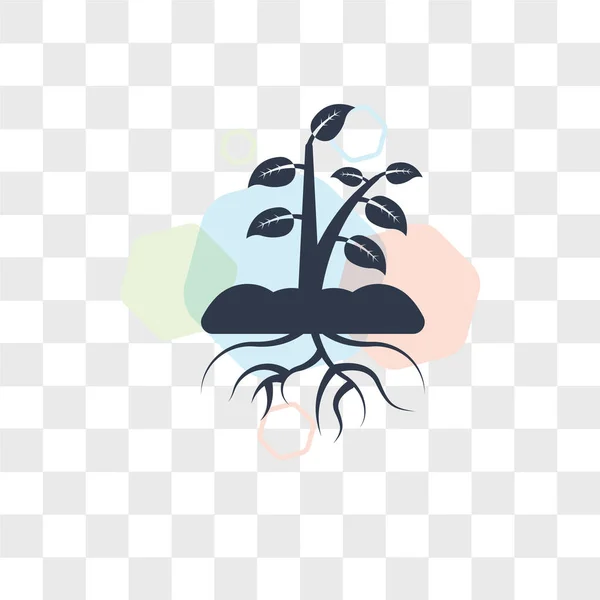 Planta y raíz icono vector aislado sobre fondo transparente, P — Vector de stock