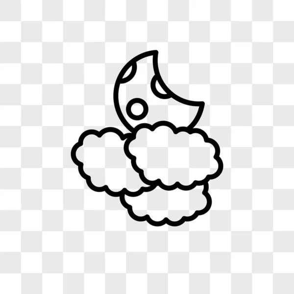 Nublado icono vectorial nocturno aislado sobre fondo transparente, Clo — Vector de stock