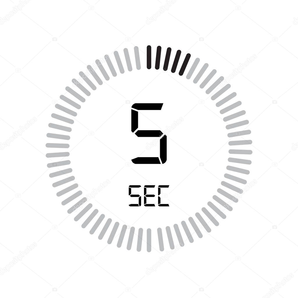The 5 seconds icon, digital timer. clock and watch, timer, count