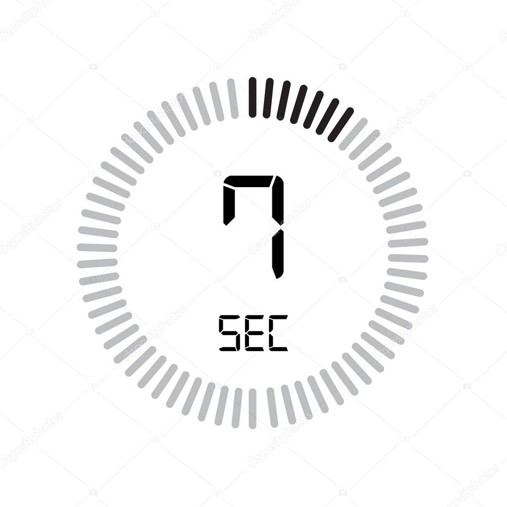 The 7 seconds icon, digital timer, simply vector illustration 