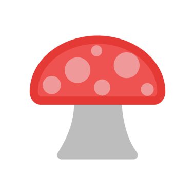 Mantar simge vektör işareti ve üzerinde beyaz adam izole sembolü