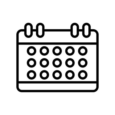 Web ve mobil uygulama tasarımınız için beyaz arkaplanda izole edilmiş takvim simgesi vektörü