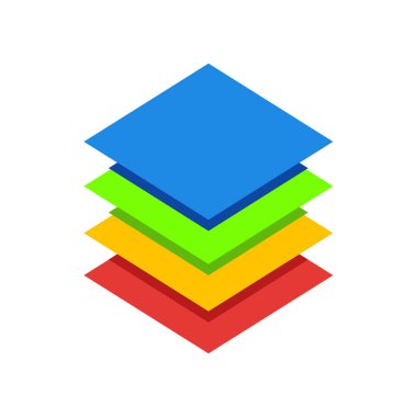 Katmanlar simge vektör işareti ve beyaz arka plan üzerinde izole sembolü