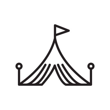 Çadır simge vektör işareti ve beyaz arka plan üzerinde izole sembolü