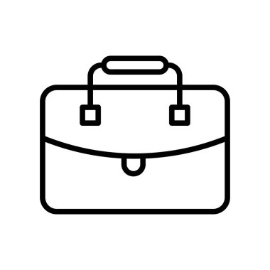 Bavul simge vektör işareti ve üzerinde beyaz adam izole sembolü