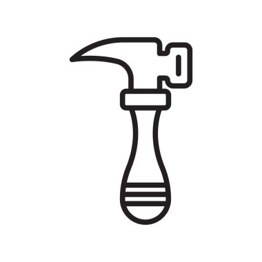 Simge vektör işareti ve beyaz arka plan üzerinde izole sembolü çekiç