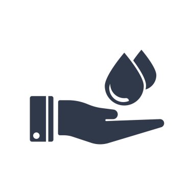 Web ve mobil uygulama tasarımınız için beyaz arkaplanda izole edilmiş bir el simgesi vektörü üzerindeki yağmur damlası