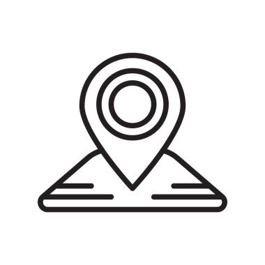 Harita simge vektör işareti ve beyaz arka plan üzerinde izole sembolü