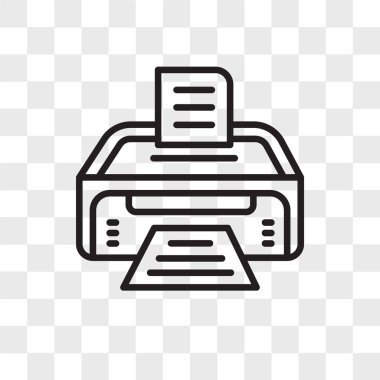 Saydam arka plan üzerinde yazıcı izole yazıcı vektör simgesi 