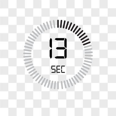 The 13 seconds vector icon isolated on transparent background, T