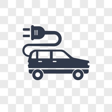 Saydam arka plan üzerinde YYK izole elektrikli otomobil vektör simgesi