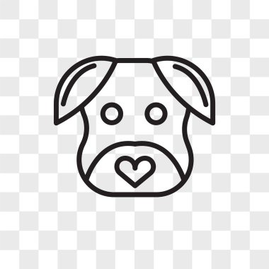 Şeffaf arkaplanda minimalist köpek vektör simgesi izole edilmiş,