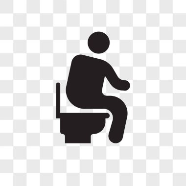 Tuvalet vektörü simgesinde oturan adam şeffaf ba 'da izole