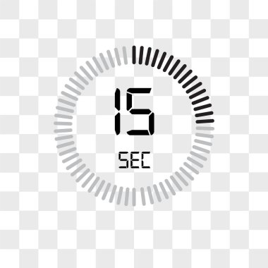 The 15 seconds vector icon isolated on transparent background, T